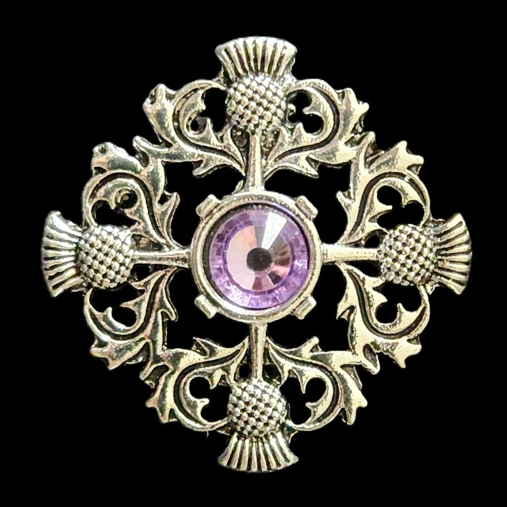 Lavender THISTLE Silvertone PIN by ORNAMENTS NEW in bag